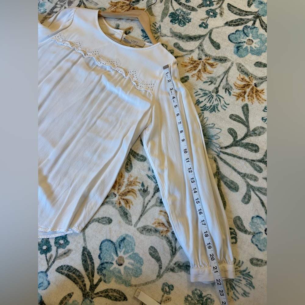 LOFT White Blouse with Lace Detail - Picture 13 of 13